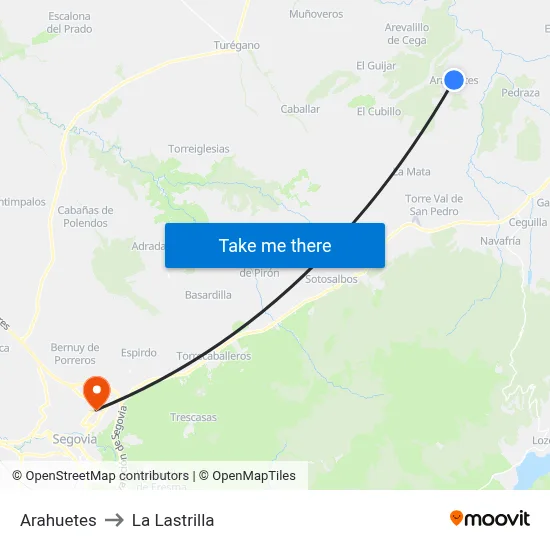Arahuetes to La Lastrilla map
