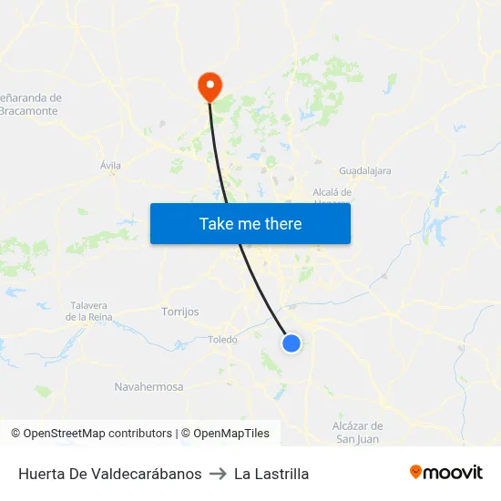 Huerta De Valdecarábanos to La Lastrilla map