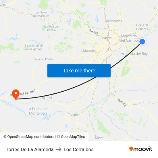 Torres De La Alameda to Los Cerralbos map