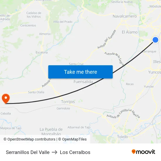 Serranillos Del Valle to Los Cerralbos map