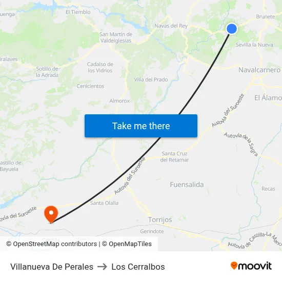 Villanueva De Perales to Los Cerralbos map