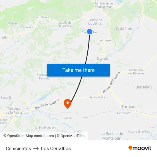 Cenicientos to Los Cerralbos map