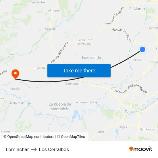Lominchar to Los Cerralbos map