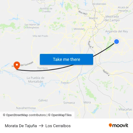 Morata De Tajuña to Los Cerralbos map