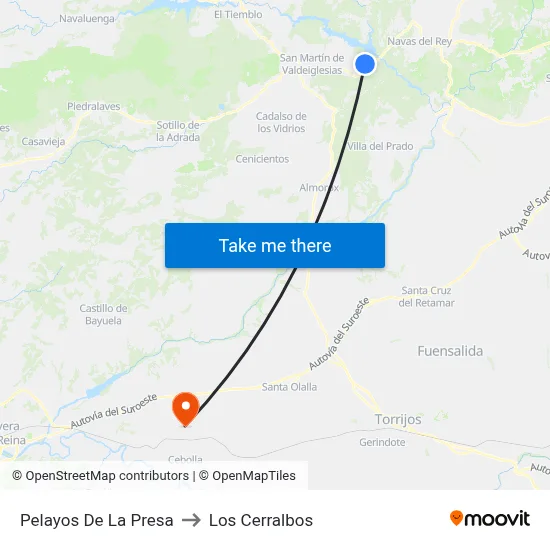 Pelayos De La Presa to Los Cerralbos map