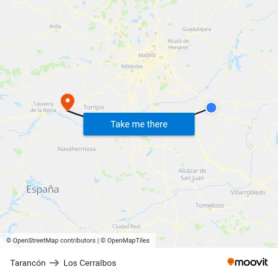 Tarancón to Los Cerralbos map