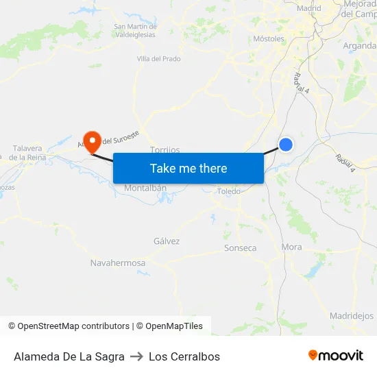 Alameda De La Sagra to Los Cerralbos map