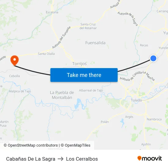 Cabañas De La Sagra to Los Cerralbos map