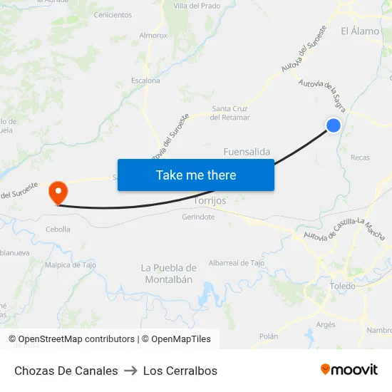 Chozas De Canales to Los Cerralbos map