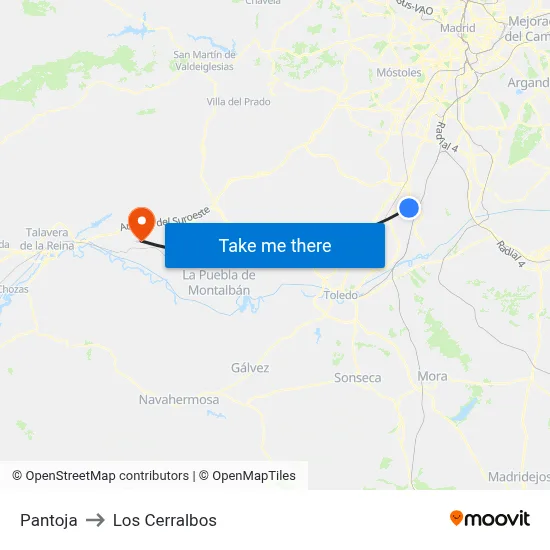 Pantoja to Los Cerralbos map