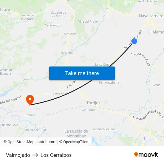 Valmojado to Los Cerralbos map