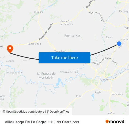 Villaluenga De La Sagra to Los Cerralbos map