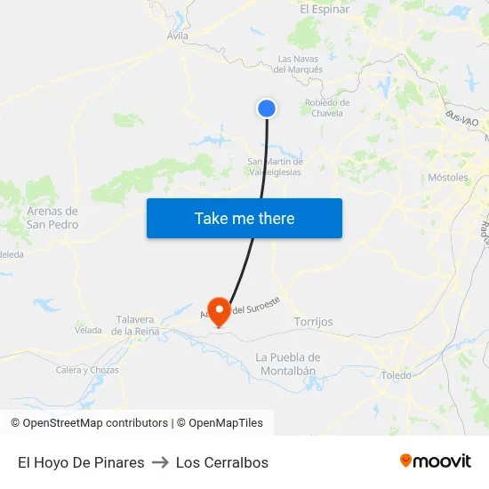 El Hoyo De Pinares to Los Cerralbos map
