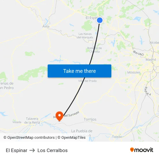 El Espinar to Los Cerralbos map