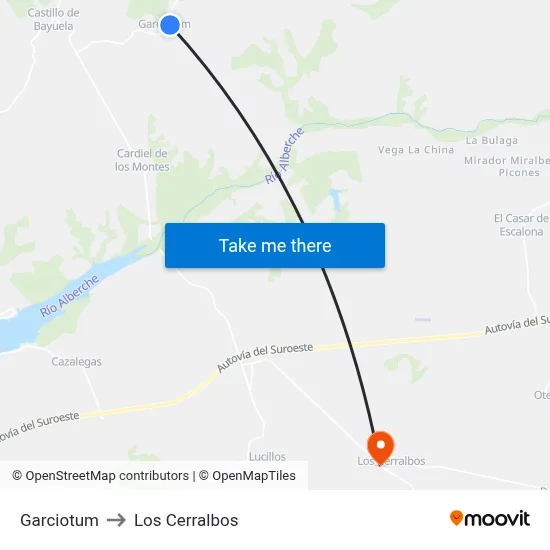 Garciotum to Los Cerralbos map