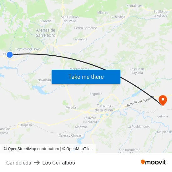 Candeleda to Los Cerralbos map