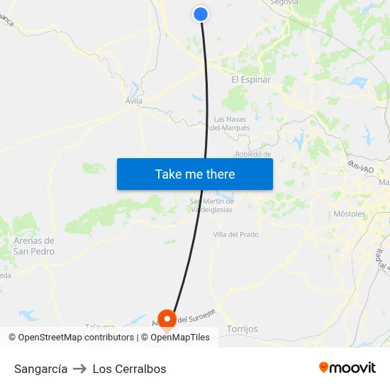 Sangarcía to Los Cerralbos map