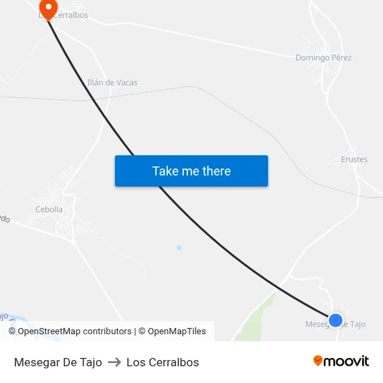 Mesegar De Tajo to Los Cerralbos map