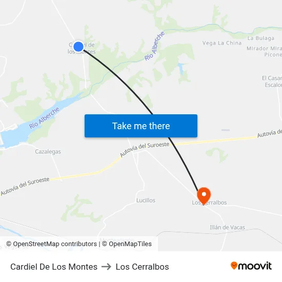 Cardiel De Los Montes to Los Cerralbos map