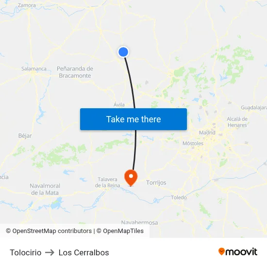 Tolocirio to Los Cerralbos map