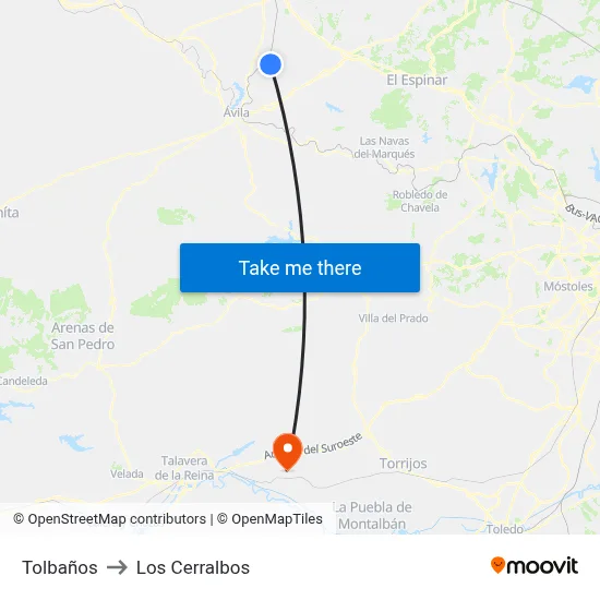 Tolbaños to Los Cerralbos map