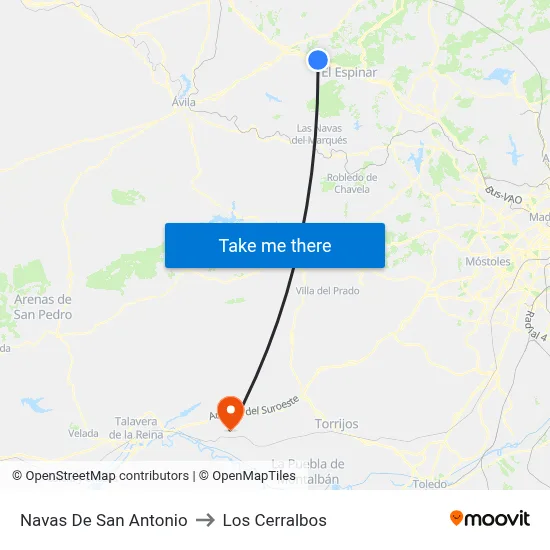 Navas De San Antonio to Los Cerralbos map