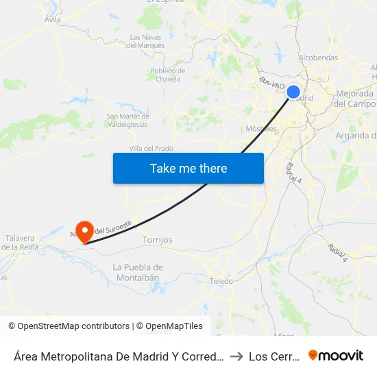 Área Metropolitana De Madrid Y Corredor Del Henares to Los Cerralbos map