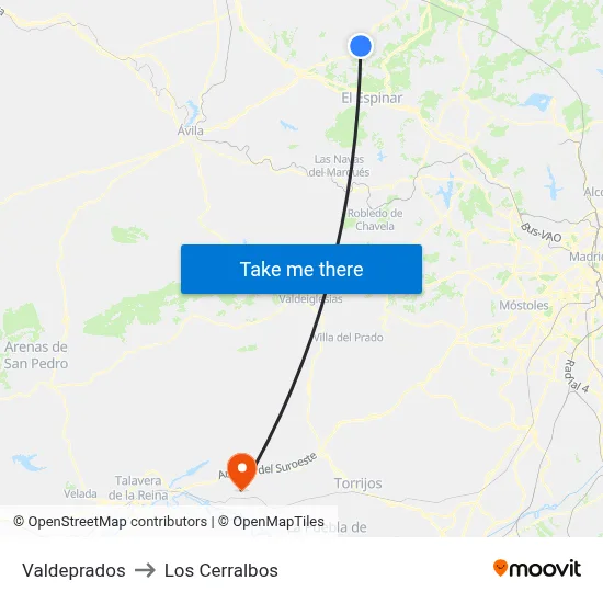 Valdeprados to Los Cerralbos map