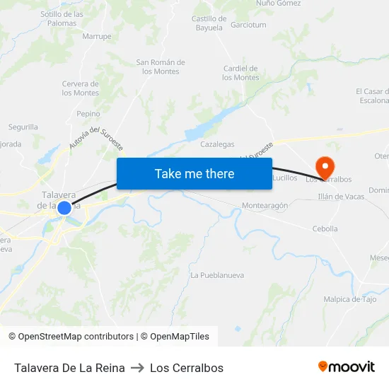 Talavera De La Reina to Los Cerralbos map