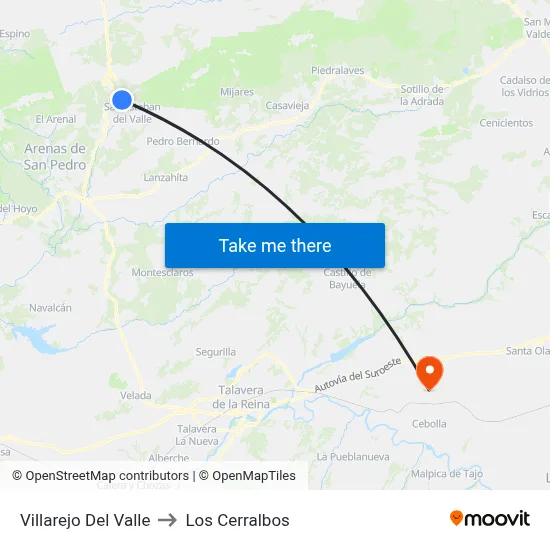 Villarejo Del Valle to Los Cerralbos map