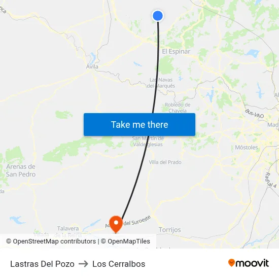 Lastras Del Pozo to Los Cerralbos map