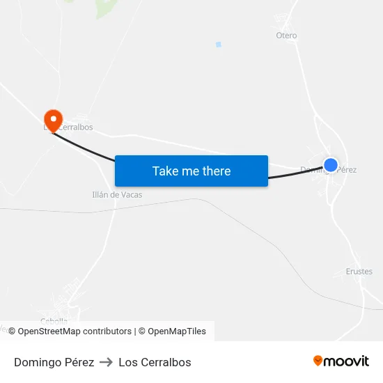 Domingo Pérez to Los Cerralbos map