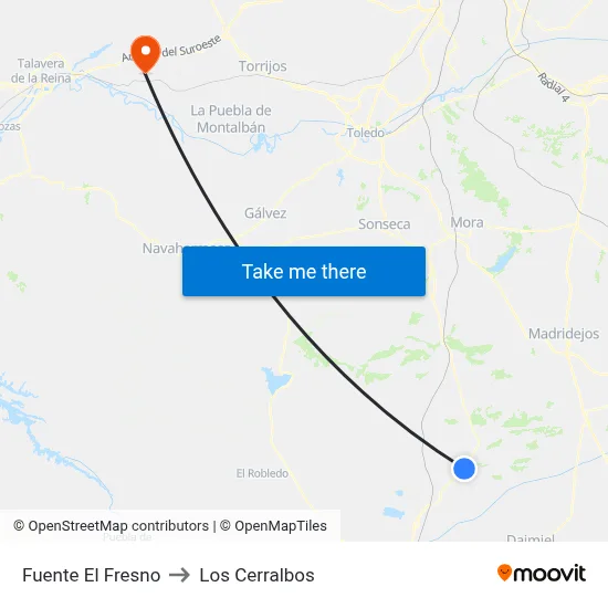 Fuente El Fresno to Los Cerralbos map