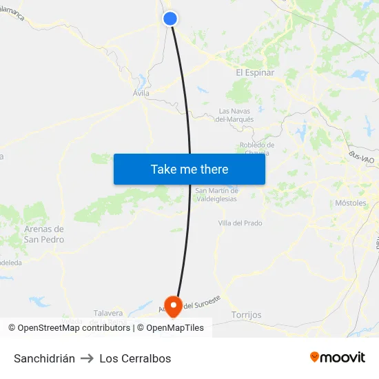 Sanchidrián to Los Cerralbos map