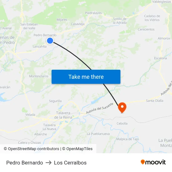 Pedro Bernardo to Los Cerralbos map