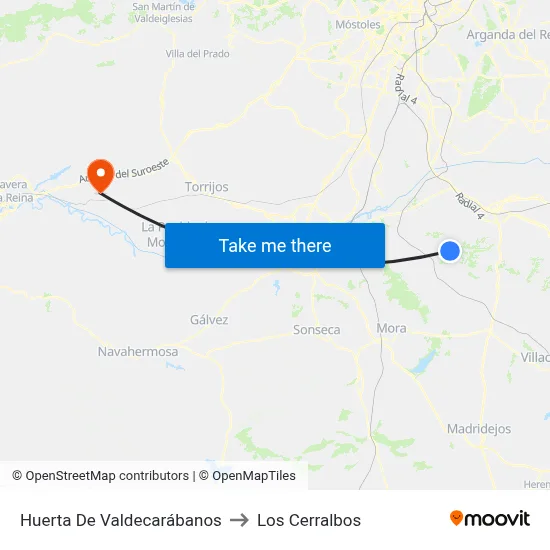 Huerta De Valdecarábanos to Los Cerralbos map