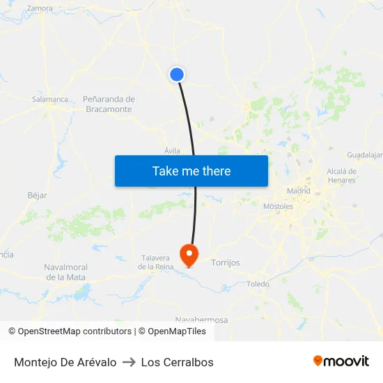 Montejo De Arévalo to Los Cerralbos map