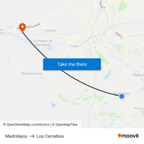 Madridejos to Los Cerralbos map