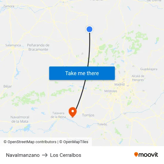 Navalmanzano to Los Cerralbos map