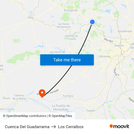 Cuenca Del Guadarrama to Los Cerralbos map