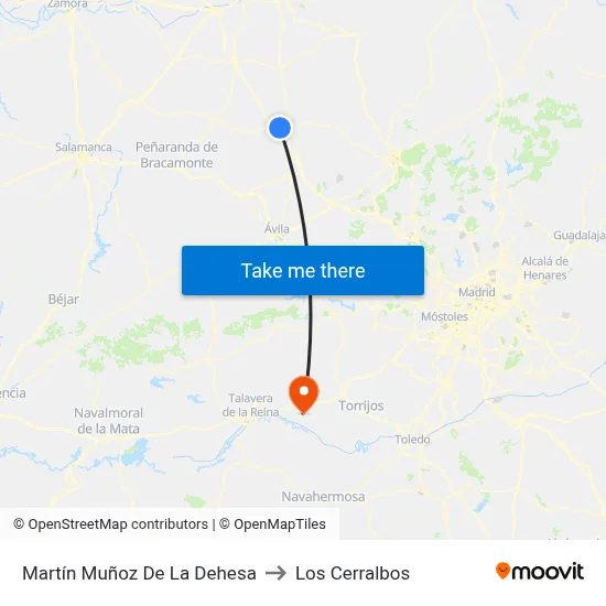 Martín Muñoz De La Dehesa to Los Cerralbos map