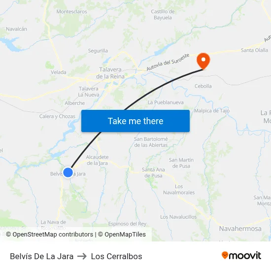 Belvís De La Jara to Los Cerralbos map