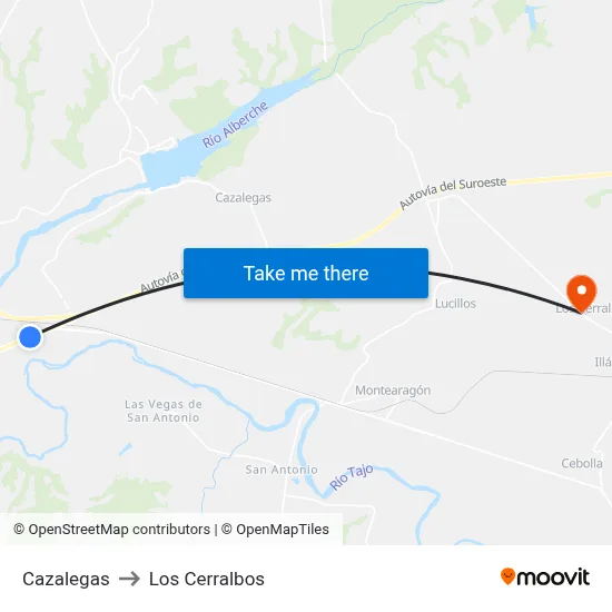 Cazalegas to Los Cerralbos map