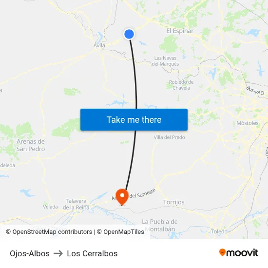 Ojos-Albos to Los Cerralbos map