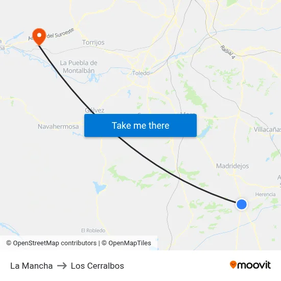 La Mancha to Los Cerralbos map