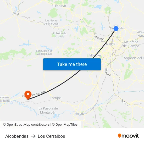 Alcobendas to Los Cerralbos map