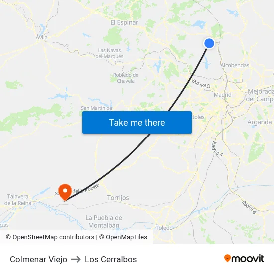 Colmenar Viejo to Los Cerralbos map