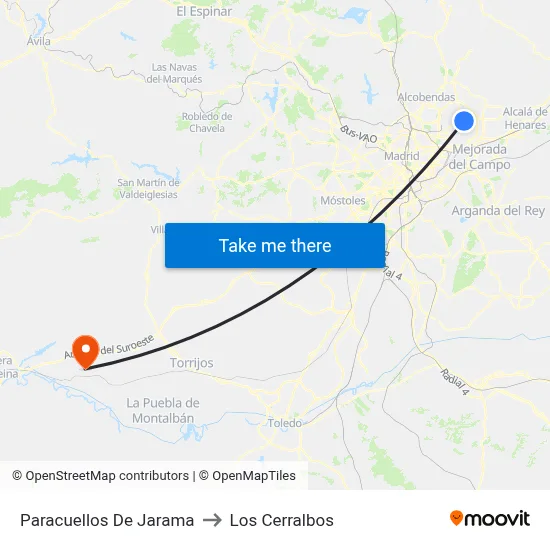 Paracuellos De Jarama to Los Cerralbos map
