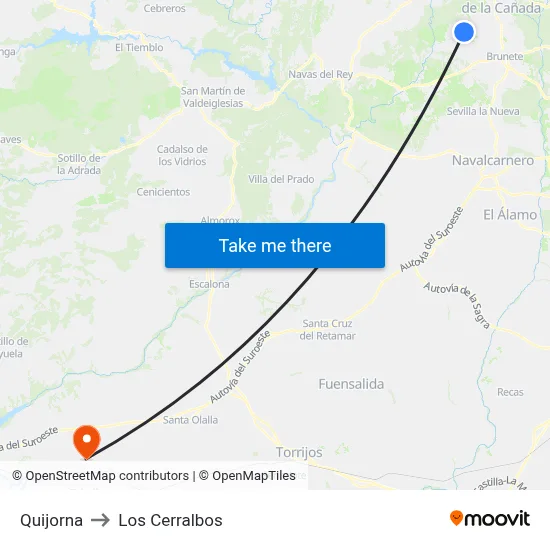 Quijorna to Los Cerralbos map
