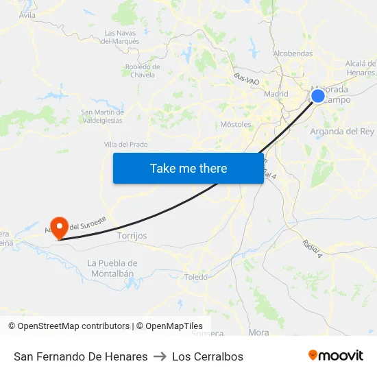 San Fernando De Henares to Los Cerralbos map